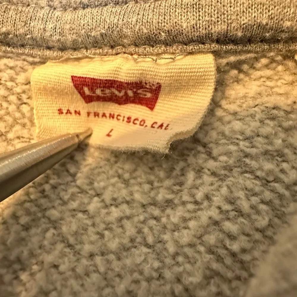 Levis Hoodie Mens Large Gray Red Logo Pullover Sweatshirt